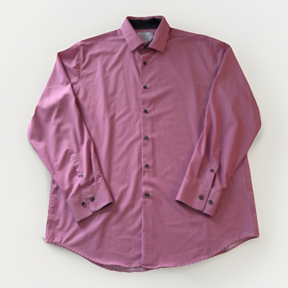 Con.Struct Men's Slim Fit Stretch Shirt XL Red Check Long Sleeve‎ Cooling